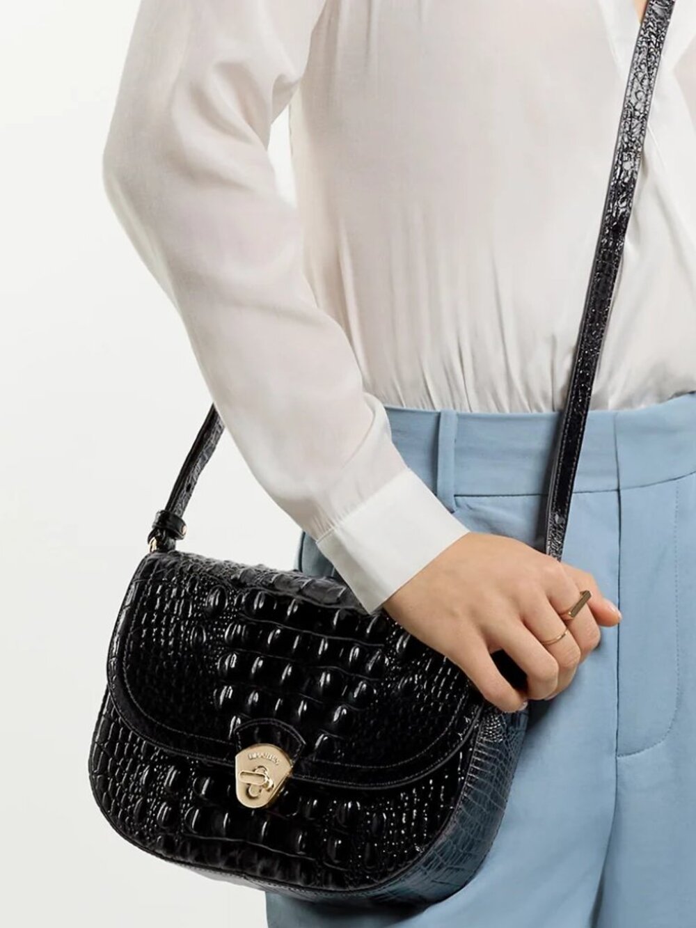 NWT ✅ Brahmin PORTIA BLACK Melbourne Leather Bag ⭐ NWT, COA, DUST BAG - Picture 6 of 16
